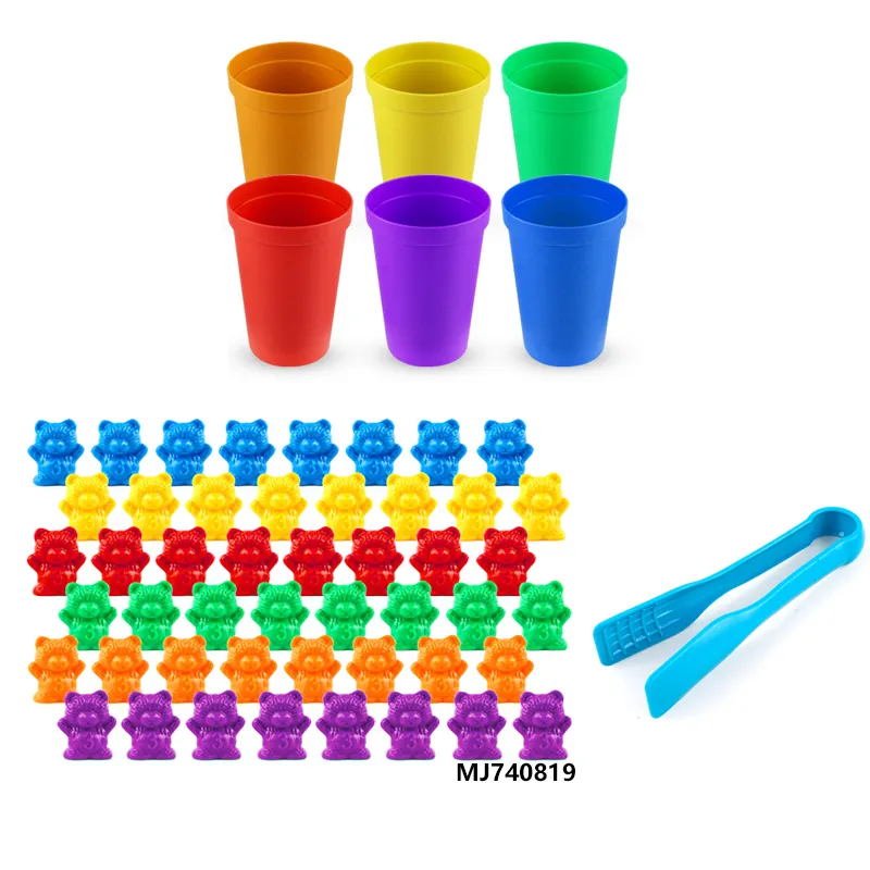 New 55 PCS Counting Bears With Matching Sorting Cups Pre-School Learning Educational Toy Number Color Recognition For Baby