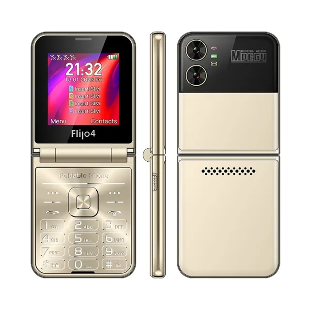 Wholesale UNIWA F265 Flip Style Phone 2.55 Inch Mediatek MT6261D Support FM 4 SIM Cards 21 Keys Mini Phone