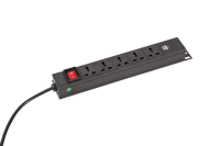 PDU 1U 19 pouces pour montage en rack, multiprise 6 voies avec ports de charge USB, unité de distribution d'alimentation pour armoire de serveur