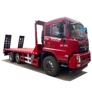 6X4 22-30 ton Concave flatbed transport truck, flat bed excavator transport truck