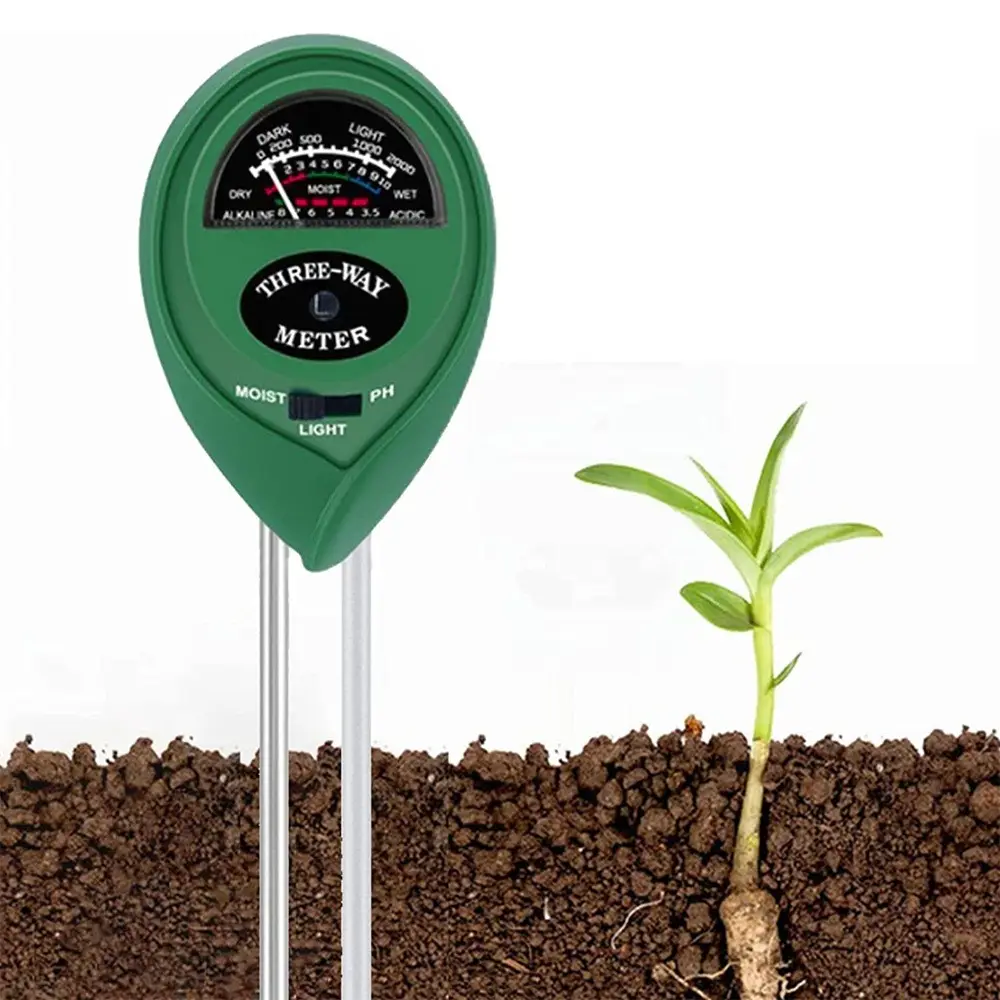 Probador de pH de luz de humedad del suelo 3 en 1 para medidor de agua de plantas de interior al aire libre