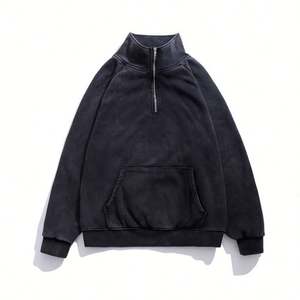 Men's Fleece High-neck Pullover <b>Zip</b>-<b>up</b> <b>Jacket</b> for Spring 2025 Solid Color - Product Image 1