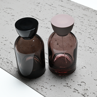 Nouveau produit, flacon de parfum rond de 50 ml, flacon de parfum noir dégradé de 100 ml avec emballage en boîte et couvercle en bois