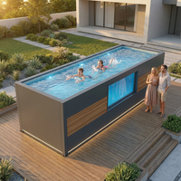 Piscine de luxe en conteneur maritime de 20 pieds pour villa privée, jardin, piscine modulaire en acier, filtre haute efficacité, LED