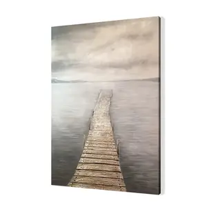 Fondo gris puente de madera de pintura a mano acrílico pintura al óleo sobre lienzo decoración de la pared