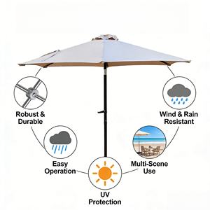 <span class=keywords><strong>Sombrilla</strong></span> Moderna Impermeable para Patio Exterior de 2.3m, Estructura de Hierro Beige Perla, Apertura con Manivela, Inclinación de Aluminio, para <span class=keywords><strong>Terraza</strong></span>, Jardín - Product Image 3