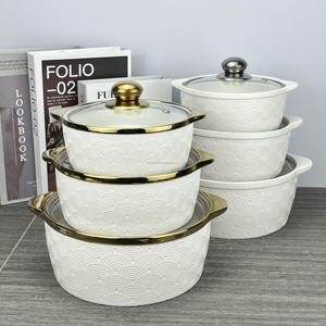 Peralatan Dapur Produk Barang Perlengkapan Grosir Peralatan Masak Anti Lengket Set Peralatan Makan Set Panci Sup Keramik Set Panci Masak Casserole - Product Image 2