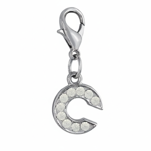 Ciondolo a forma di lettera C in cristallo con strass per la creazione di gioielli e accessori - Product Image 2