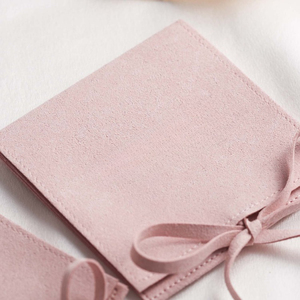 Customized Size 8x8cm Pink Custom Logo Suede Microfiber Jewelry Gift Packaging Pouch - Product Image 5