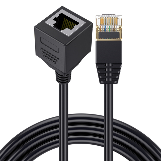 Super Speed RJ45 Network Cable 40Gbps Patch Jumper Cord Angled Cat.8 LAN Male to Female Ethernet Cable for Modem Router PC