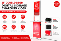 Station de charge rapide PD20W avec 10 câbles tressés de qualité industrielle, kiosque de charge Y2 Power AXI à double face avec écran LCD 21,5''
