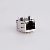Connecteur Ethernet femelle RJ45 blindé en métal plaqué or 6u, avec filtre et loquet, pour carte PCB en PBT polyester, compatible 10/100 BASE-T
