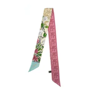 CHENGHE Duplex Printing Chiffon Headscarf Edge Scarf for Women High Quality Multi-functional Long Scarf Tie