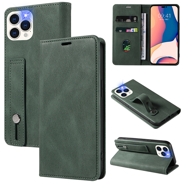 Magnetic Flip Pu Leather Phone Case for Iphone 11 12 13 14 15 16 17 Pro With Card Wallet Holder