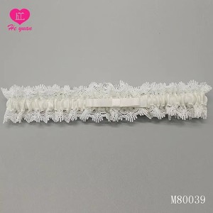 M80039 <span class=keywords><strong>Jarretière</strong></span> de mariage en dentelle <span class=keywords><strong>ivoire</strong></span>, organza, nœud et strass perlés, pour la mariée - Product Image 4