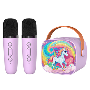 ミニホームシアタースピーカーマイク付きポータブルワイヤレスオーディオカラオケカスタマイズパターン屋外パーティーRGBメモリーカード - Product Image 1