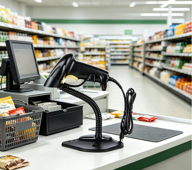 Wireless 1D Laser Barcode Scanner Portable Handheld Barcode Reader For Supermarket Retail Warehouse POS System