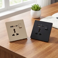 Prise murale industrielle universelle de type 86, interrupteur 10A, prise multifonction standard britannique avec ports USB, IP22, utilisation hospitalière