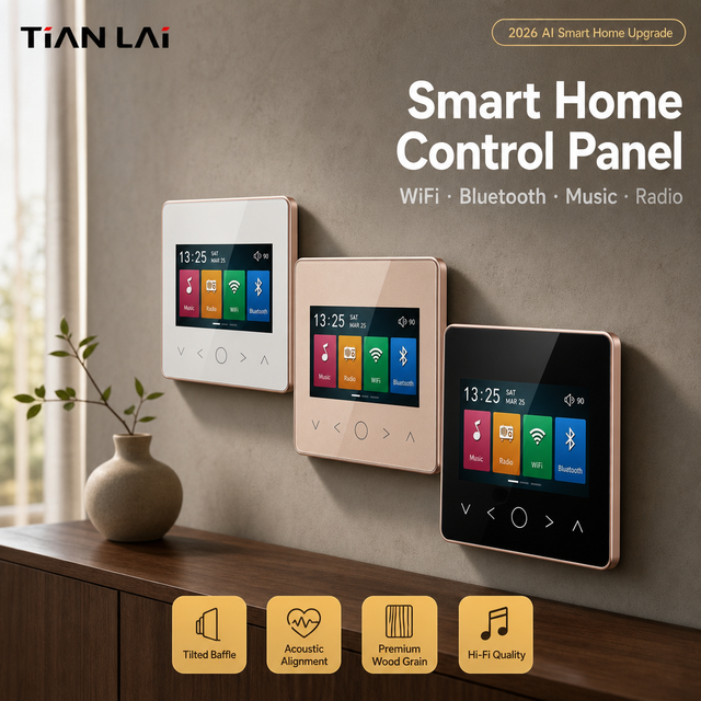 TL-JX803 IPS 3.0 HD Crystal Panel Shows Menu Icons Movie Music Radio on This 5.3 4x30W Background Music Controller