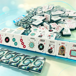 Tessere Mahjong in Acrilico Stile Americano, Tema <span class=keywords><strong>Bowling</strong></span>, <span class=keywords><strong>Vintage</strong></span>, Diner, Chitarra, Disco, Motivo Floreale, Gioco <span class=keywords><strong>da</strong></span> <span class=keywords><strong>Tavolo</strong></span> per Feste, Regalo - Product Image 1