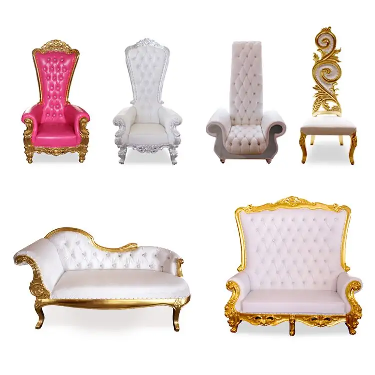 사용 왕좌 판매 벨벳 뒤 신부 신랑 로얄 장식 디자인 블랙 웨딩 의자 왕과 여왕 의자