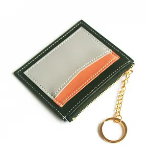 Factory direct sales women thin multi-card card bag color collar money bag card sleeve key chain zipper purse