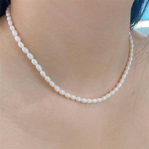 Collier en perles d'eau douce de Zhuji, forte luminosité, pour Xiaomi, simple, boucle en argent pur S925, chaîne de clavicule pour bébé de 3 à 6 mois - Product Image 1