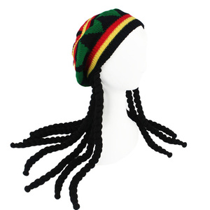 Cappello <span class=keywords><strong>Rasta</strong></span> Reggae all'ingrosso con <span class=keywords><strong>parrucca</strong></span> dreadlock nera, cappello divertente con dreadlock - Product Image 3