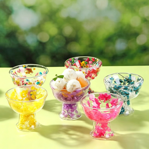 Nouvelle tasse à dessert en verre borosilicate double paroi, avec couvercle hermétique, isolante thermiquement, motif fleur authentique, pour crème glacée et yaourt, design tendance - Product Image 3