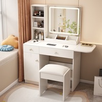 Meuble de toilette moderne à miroir LED grand format, réglable, éclairé, bon marché, en MDF, pour chambre à coucher, vente en gros