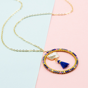 Miyuki semilla cuentas anular étnico colgante collar de perlas con borla collar - Product Image 1