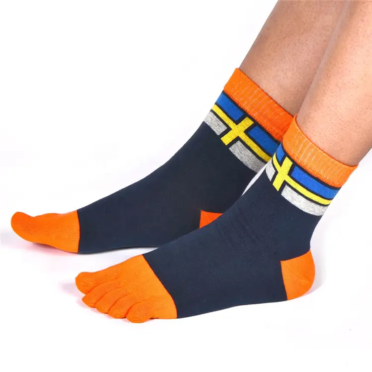 JL279- Wholesale Organic Cotton Five Fingers Crew Socks Custom Men Sports Five-Toe Dress Socks