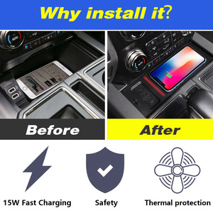 Chargeur sans fil QI pour voiture pour <span class=keywords><strong>Ford</strong></span> F-150 SVT Raptor Accessoires Modification intérieure Plaque de charge rapide pour téléphone 15W 2021-<span class=keywords><strong>2015</strong></span> - Product Image 3