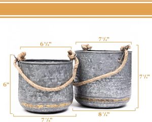 ถัง Lasso ชุดที่ใส่ต้นไม้ในร่มทำจากโลหะกัลวาไนซ์2ชุดกระถางต้นไม้กลางแจ้งใช้ในสวน - Product Image 4