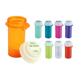 Flacons vides en plastique avec couvercle à vis résistant pour enfants, 5 tailles, 6DR, 8DR, 10DR, 13DR, 16DR, 20DR, 30DR, 40DR, 60DR