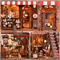 Kit de construction de niche à livres en bois écologique de luxe Sweet Corner Cottage, puzzle 3D, maison miniature DIY, décoration intérieure, comme cadeau d'anniversaire