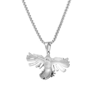 Collar de Acero Inoxidable con Colgante de Águila, Joyería de Moda para Hombre, Estilo Europeo Americano, Amuleto Animal, Cadena de Regalo, Perla Cuadrada de 60C - Product Image 5
