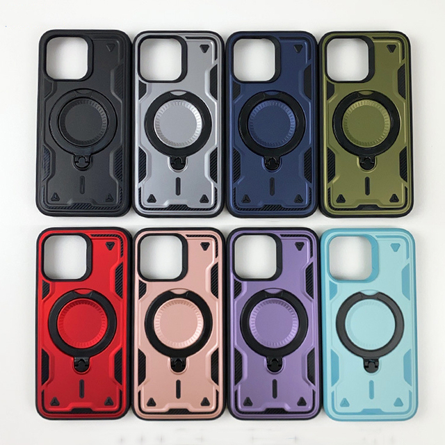 Rugged magnetic case for iPhone 16 plastic cover,shockproof protector for iPhone 15pro max 16 plus 14 13 magnetic kickstand case