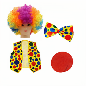 Nuevo colorido cabeza explosiva payaso <span class=keywords><strong>peluca</strong></span> payaso Halloween payaso zapatos, corbatas, conjunto de ropa de nariz roja pequeña - Product Image 6
