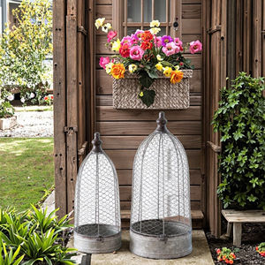 Ev bahçe bitki koruma için iki toz kaplanmış Metal tavuk tel Cloches & Mesh kafesleri Set - Product Image 6