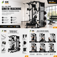 SK Máquina de entrenamiento multifuncional con cable, Barra Smith, Power Rack, Barra de dominadas, Módulo de banco, Estación de gimnasio, Conjunto de gimnasio comercial profesional