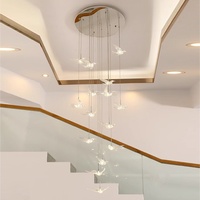 Lustre long pour hall d'hôtel, escalier à double étage, LED acrylique personnalisé, petit, à intensité variable, pour usage commercial