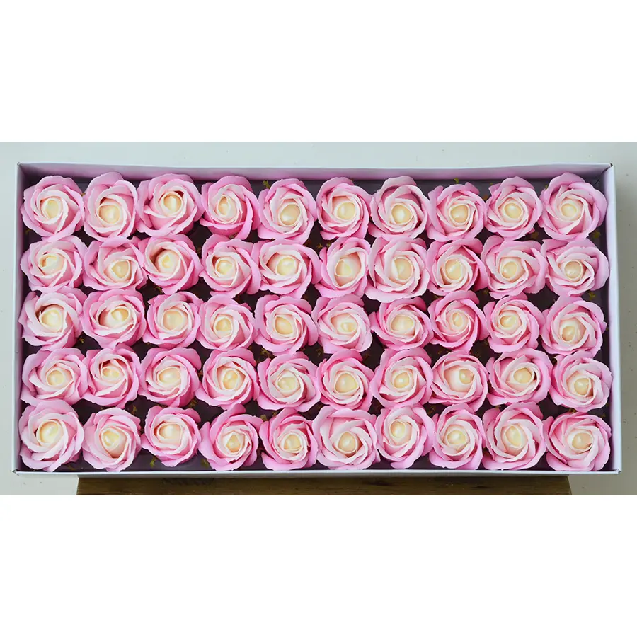 Wholesale artificial rose flower soap 50pcs DIY 3 layer soap flower with box
