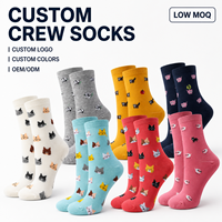 Chaussettes fantaisie personnalisées à imprimé animal, respirantes et douces, pour femmes, en coton, mignonnes, tendance, printemps, fournisseur OEM, logo personnalisé sur le bord du mollet