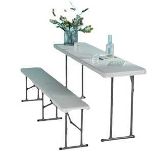 Darbe kalıplı <span class=keywords><strong>Metal</strong></span> katlanabilir konferans masası basit tasarım kapalı/açık kullanım katlanır tabure uzun mekan sergi tezgah için - Product Image 5