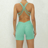 Combinaison de sport pour femme, tenue de fitness tout-en-un, combinaison d'entraînement à séchage rapide, combinaison courte à découpes pour femme