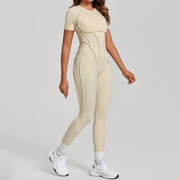 Combinaison moulante sans dos à manches courtes pour l'automne et l'hiver, combinaison de sport respirante à séchage rapide, tenue de yoga