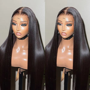 Cheveux humains Remy brésiliens 100% naturels pour perruque, tailles 13x4/13x6, pré-épilés, noir naturel, Full HD Front, longs et lisses - Product Image 2