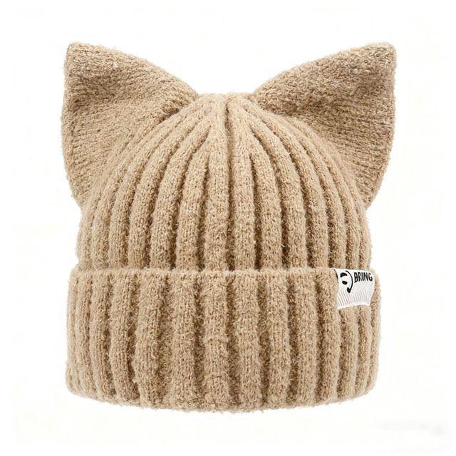 Autumn Winter Korean Fashion Cute Cat Ears Jacquard Unisex Head Circumference Face Knitted Stripes Acrylic Common Outdoor Sports