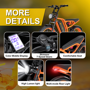 7 Speed Brushless Electric Mountain Bike 52V 750W 20AH for Urban Commuting Student Use OEM Factory Supply - Product Image 3